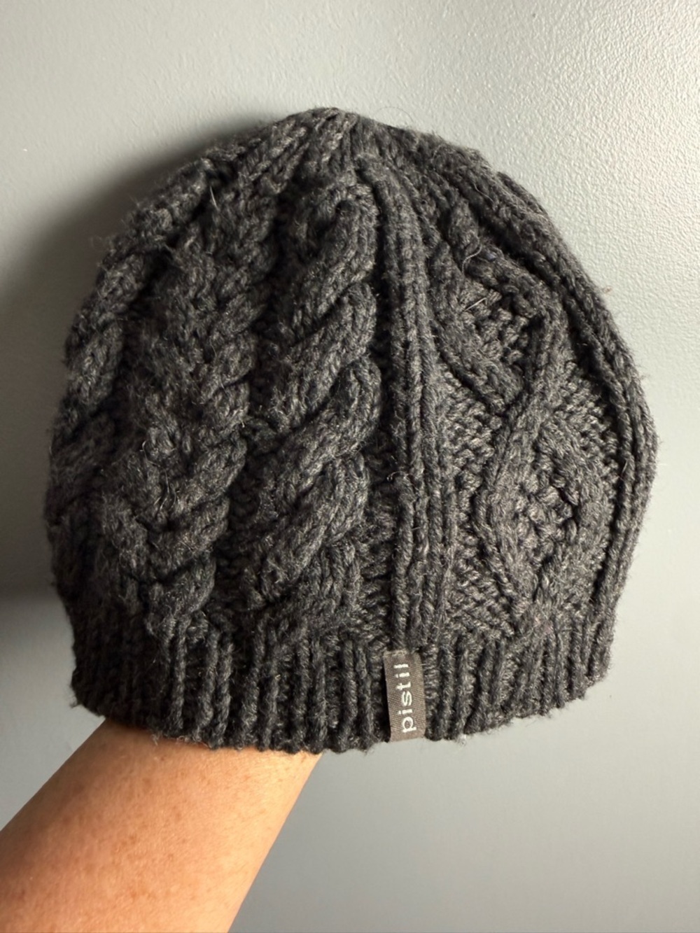 Pistil Wool Blend Riley Cable Knit Gray Beanie